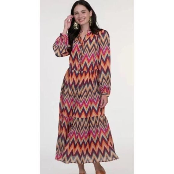 Olivia James the Label Lydia Dress in ZigZag Sunset NWT Sz. M - Picture 2 of 6